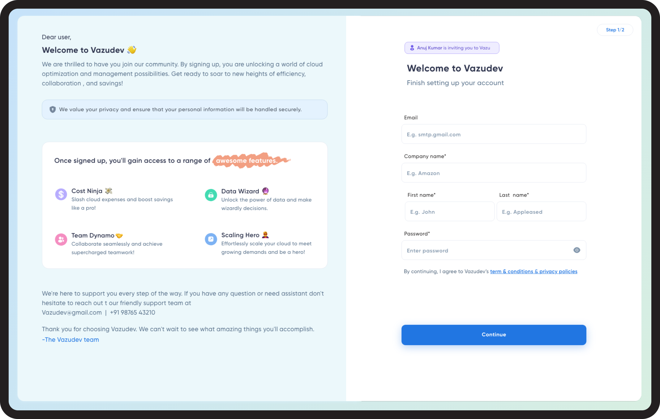 AWS partner onboarding to Vazudev