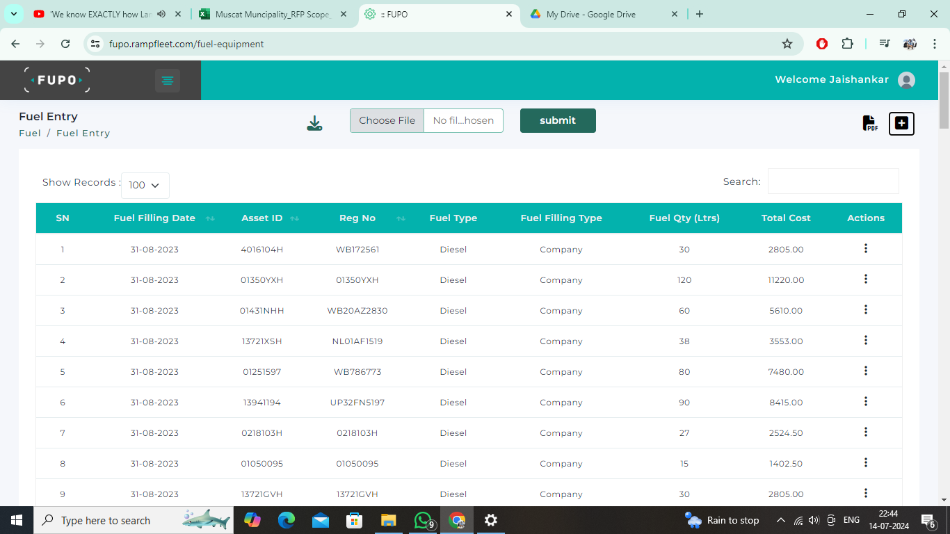 Ability to integrate with resposible company to get fuel details