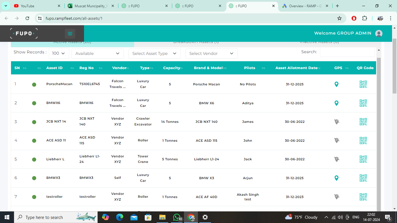 Ability to scan QR code to register Entry and exit of the vehicle.