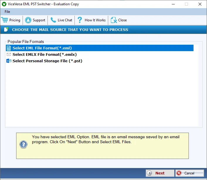 ViceVersa EML to PST & PST to EML Converter