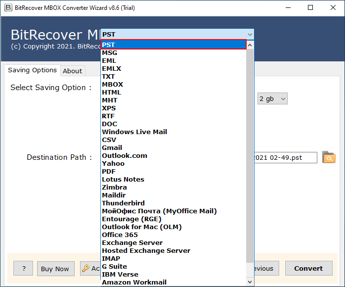BitRecover MBOX to PST Converter Software