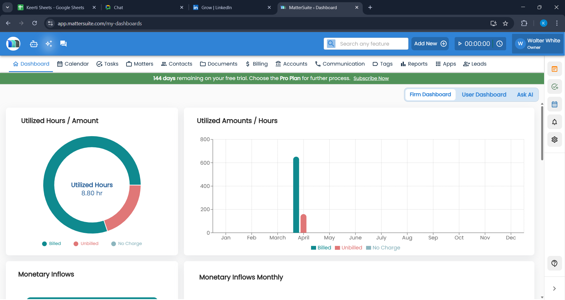 dashboard screenshot - mattersuite elm software