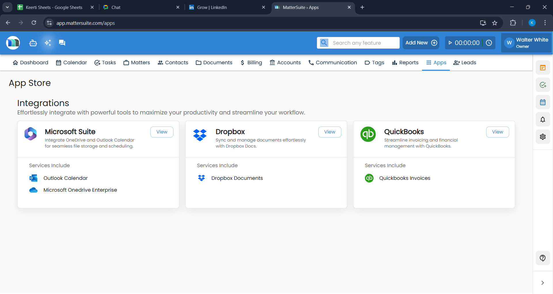 app integration screenshot - mattersuite elm software